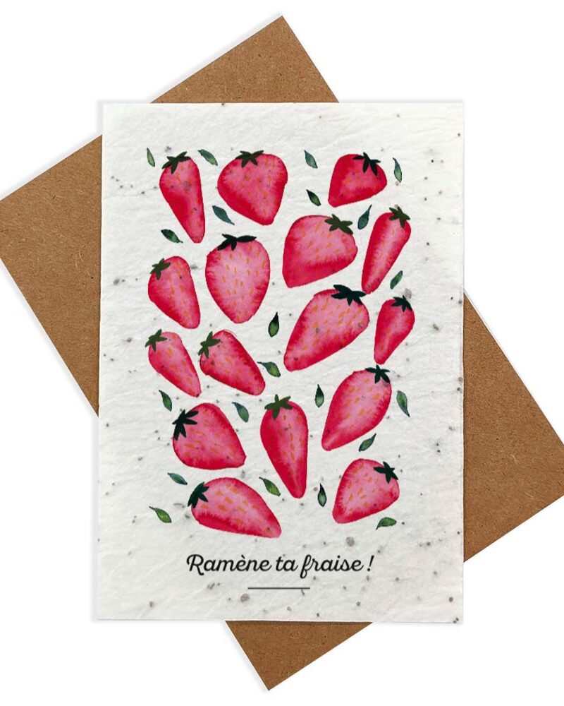 Carte à planter aquarelle “Ramène ta fraise !” La fabrique à sourires
