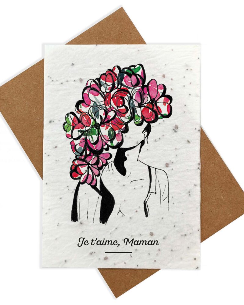 Carte à planter aquarelle “Je t’aime Maman” La fabrique à sourires